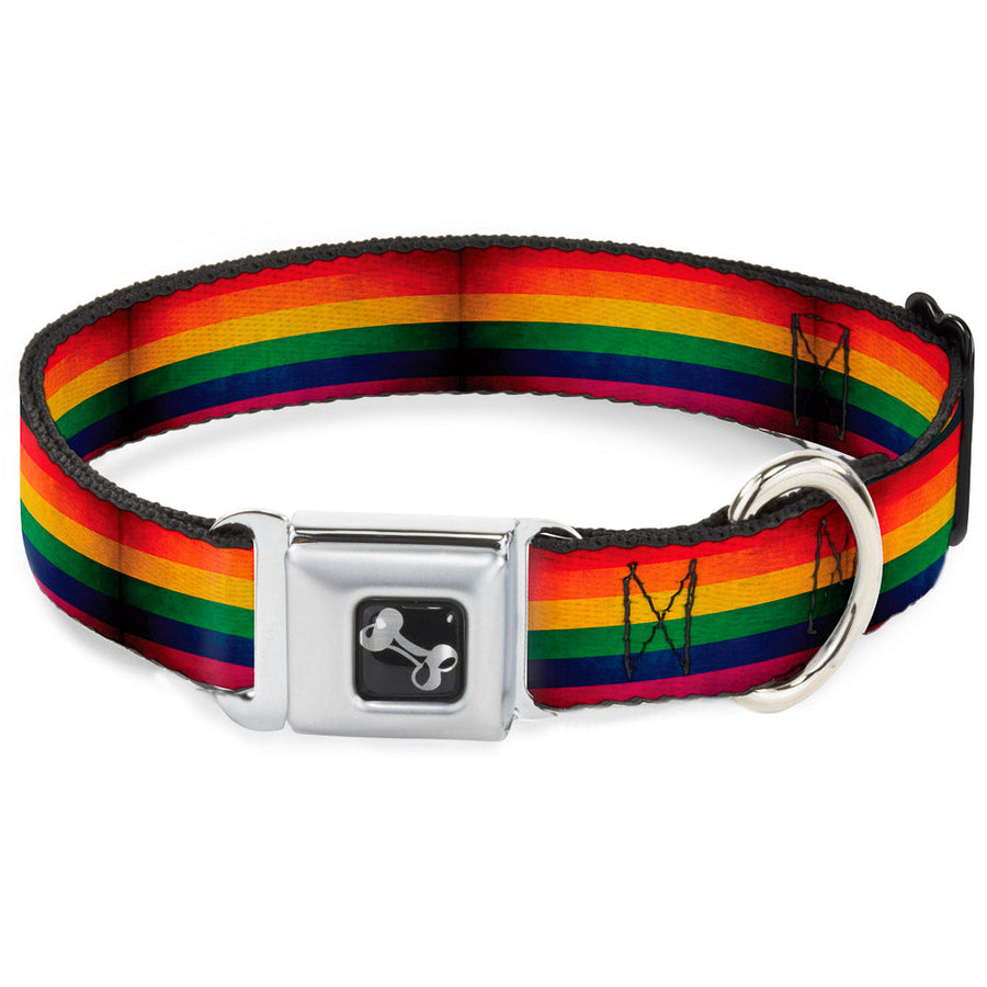Distressed Rainbow Pride Seatbelt Buckle Collar