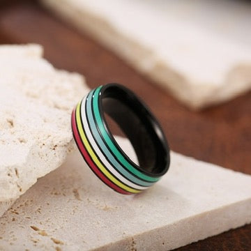 Disability Pride Black Stainless Steel Ring
