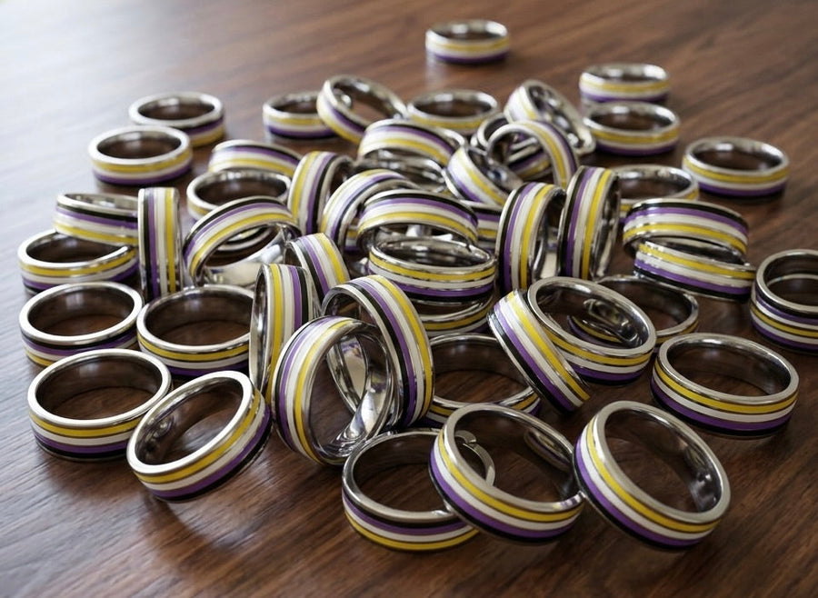 Nonbinary Pride Stainless Steel Ring