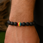 Lava Stone Beads LGBTQ Pride Rainbow Bracelet