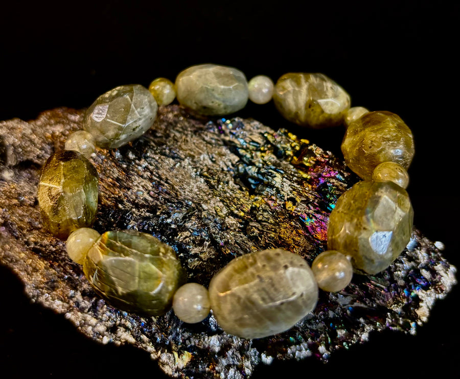 Earthbound Labradorite Nugget Bracelet – Reiki-Infused Limited Edition (Small–Medium Fit)