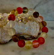 Solar Glow Cherry Quartz Bracelet – 12mm Matte Reiki-Infused Energy Bracelet (Medium Fit)