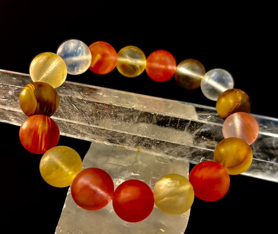 Solar Glow Cherry Quartz Bracelet – 12mm Matte Reiki-Infused Energy Bracelet (Medium Fit)