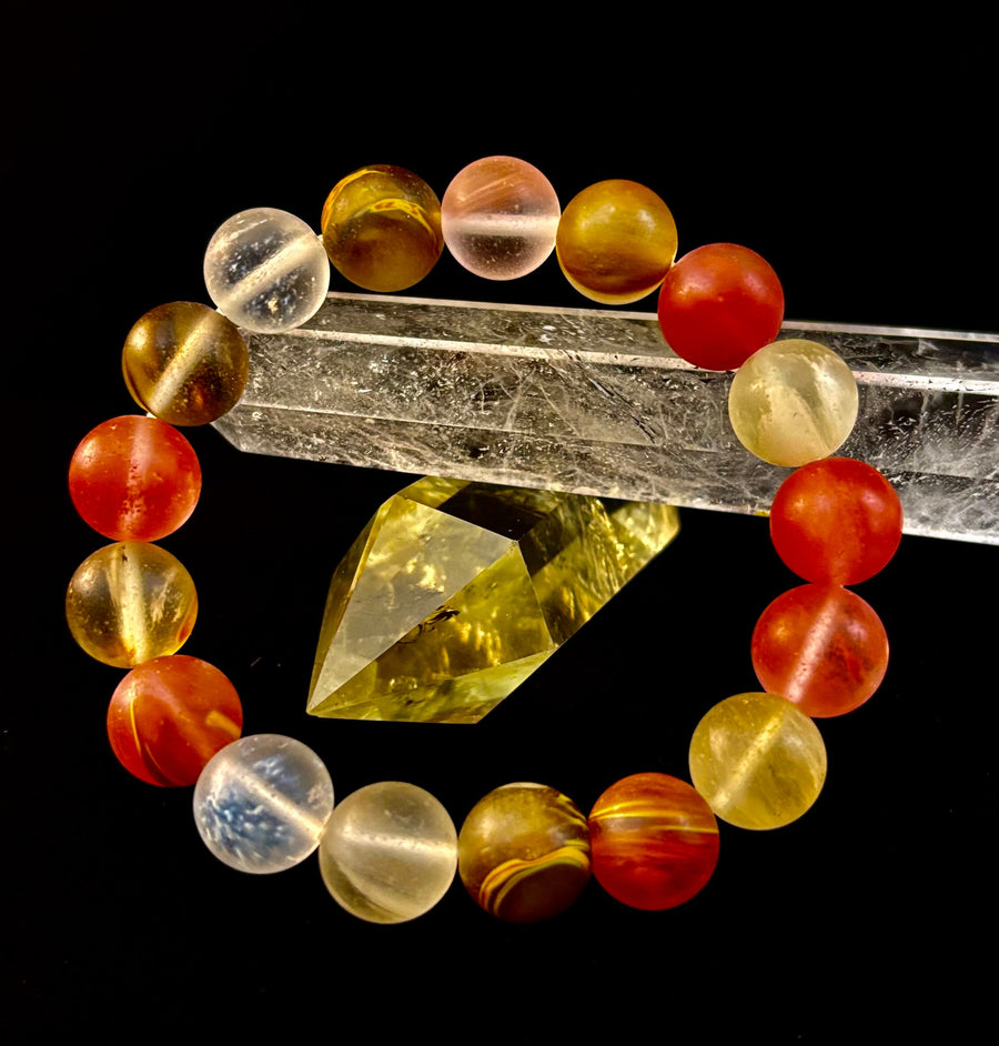 Solar Glow Cherry Quartz Bracelet – 12mm Matte Reiki-Infused Energy Bracelet (Medium Fit)