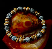 Earthforge Mixed Material Bracelet – Stone, Wood & Metal | Grounding, Strength & Balance | Reiki-Infused Bracelet for Medium to Large Wrists