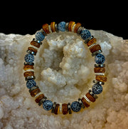 Earthforge Mixed Material Bracelet – Stone, Wood & Metal | Grounding, Strength & Balance | Reiki-Infused Bracelet for Medium to Large Wrists