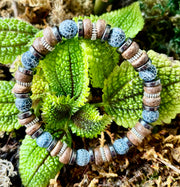 Earthforge Mixed Material Bracelet – Stone, Wood & Metal | Grounding, Strength & Balance | Reiki-Infused Bracelet for Medium to Large Wrists
