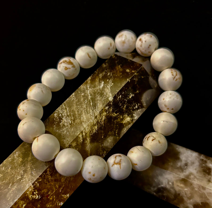 Pure Calm White Turquoise Bracelet – 10mm Matte Reiki-Infused Power Bracelet (Medium Fit)