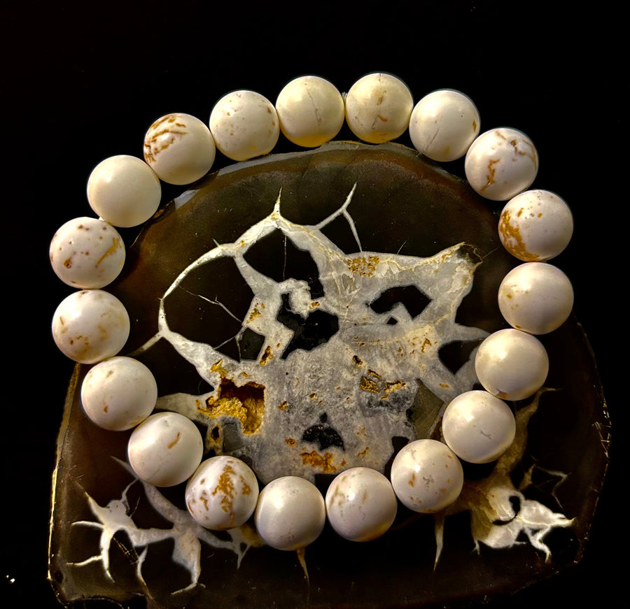 Pure Calm White Turquoise Bracelet – 10mm Matte Reiki-Infused Power Bracelet (Medium Fit)