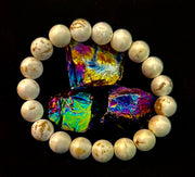Pure Calm White Turquoise Bracelet – 10mm Matte Reiki-Infused Power Bracelet (Medium Fit)