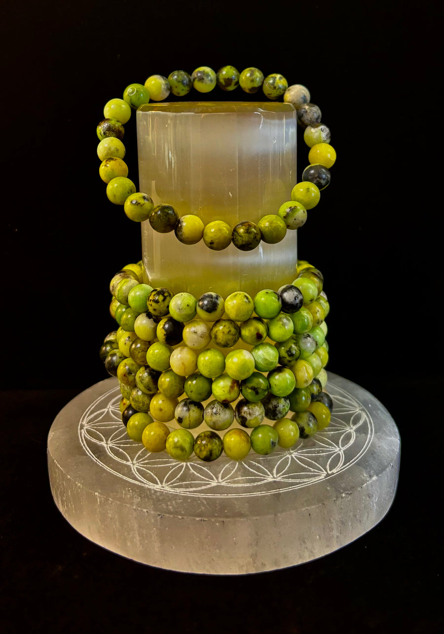 Vital Earth Serpentine Bracelet – 8mm Reiki-Infused Healing & Transformation Gemstone (7.5” Fit)