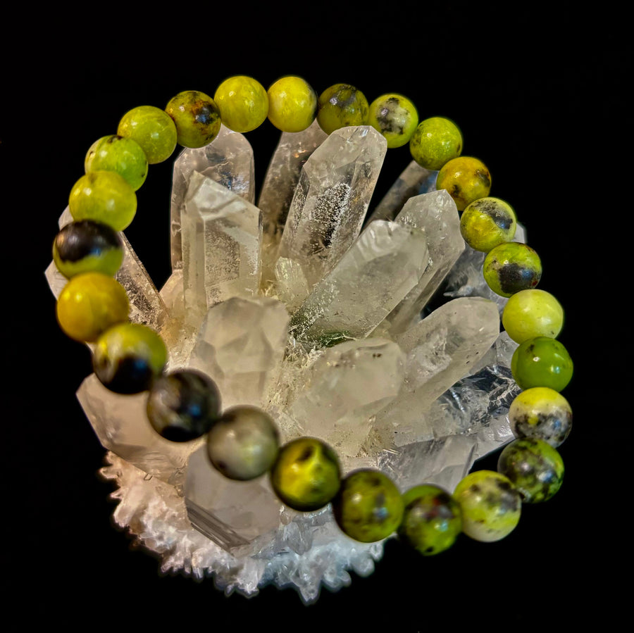 Vital Earth Serpentine Bracelet – 8mm Reiki-Infused Healing & Transformation Gemstone (7.5” Fit)