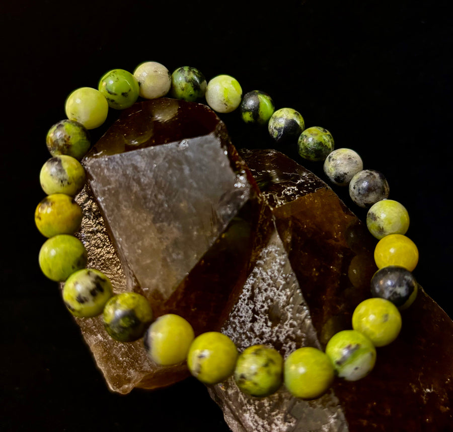 Vital Earth Serpentine Bracelet – 8mm Reiki-Infused Healing & Transformation Gemstone (7.5” Fit)