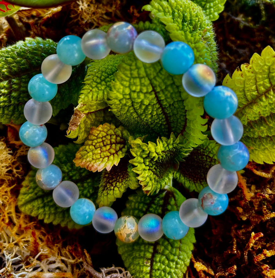 🌊 Ocean Breeze Resin Bead Bracelet – Sea Glass Vibes