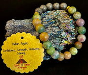 🌿 Grounded Strength Indian Agate Diffuser Bracelet – Lava Stone Energy (10mm)