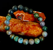 🌿 Grounded Strength Indian Agate Diffuser Bracelet – Lava Stone Energy (10mm)