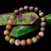 🌿 Grounded Strength Indian Agate Diffuser Bracelet – Lava Stone Energy (10mm)