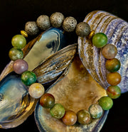 🌿 Grounded Strength Indian Agate Diffuser Bracelet – Lava Stone Energy (10mm)