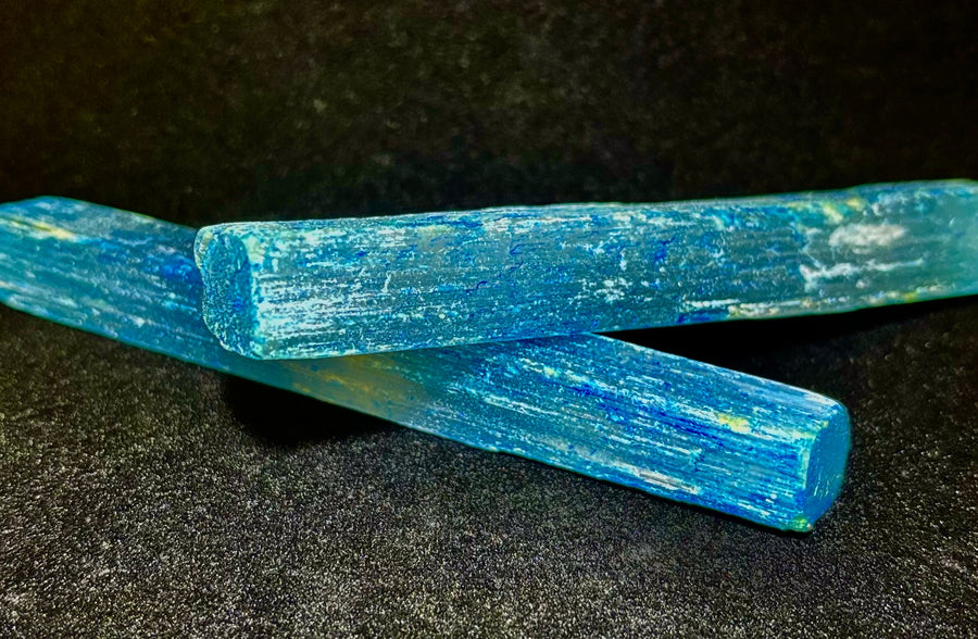 Blue Selenite Charging Stick (6”) – Dyed Raw Crystal Wand for Energy Cleansing, Protection & Spiritual Clarity