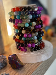 Reiki-Infused Sustainable Mosaic Gemstone & Recycled Glass Energy Bracelet