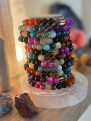 Reiki-Infused Sustainable Mosaic Gemstone & Recycled Glass Energy Bracelet