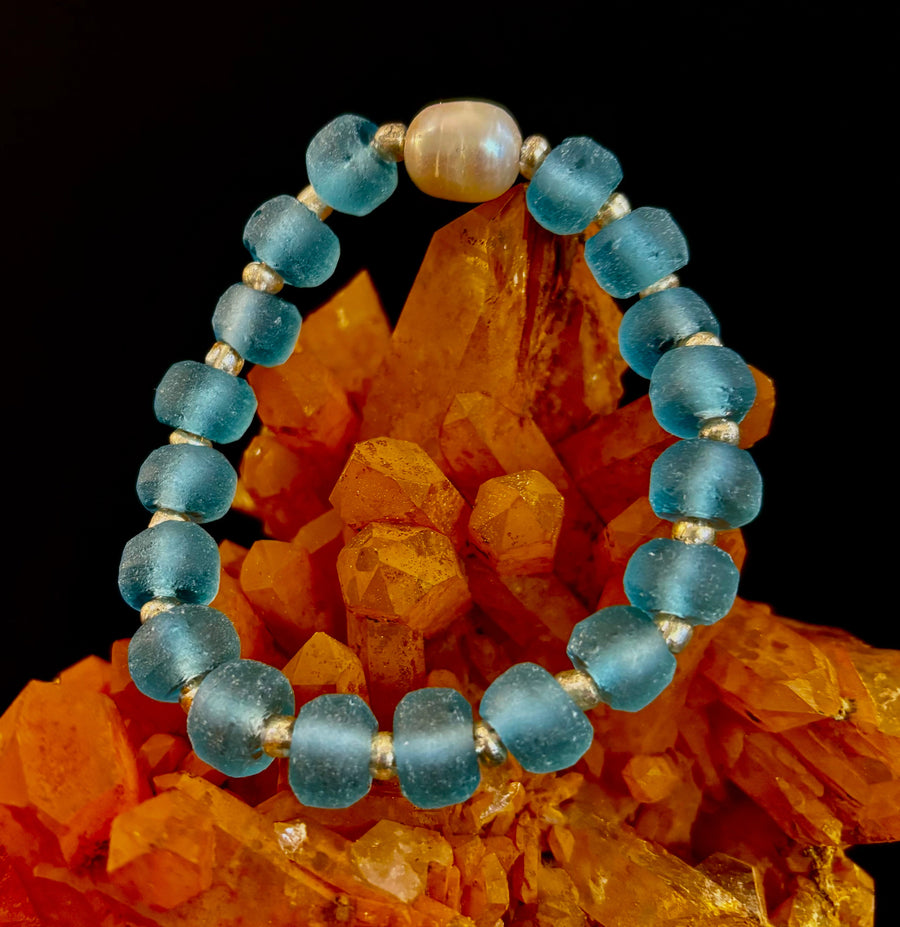 Ocean Aura Sea Glass & Pearl Bracelet
