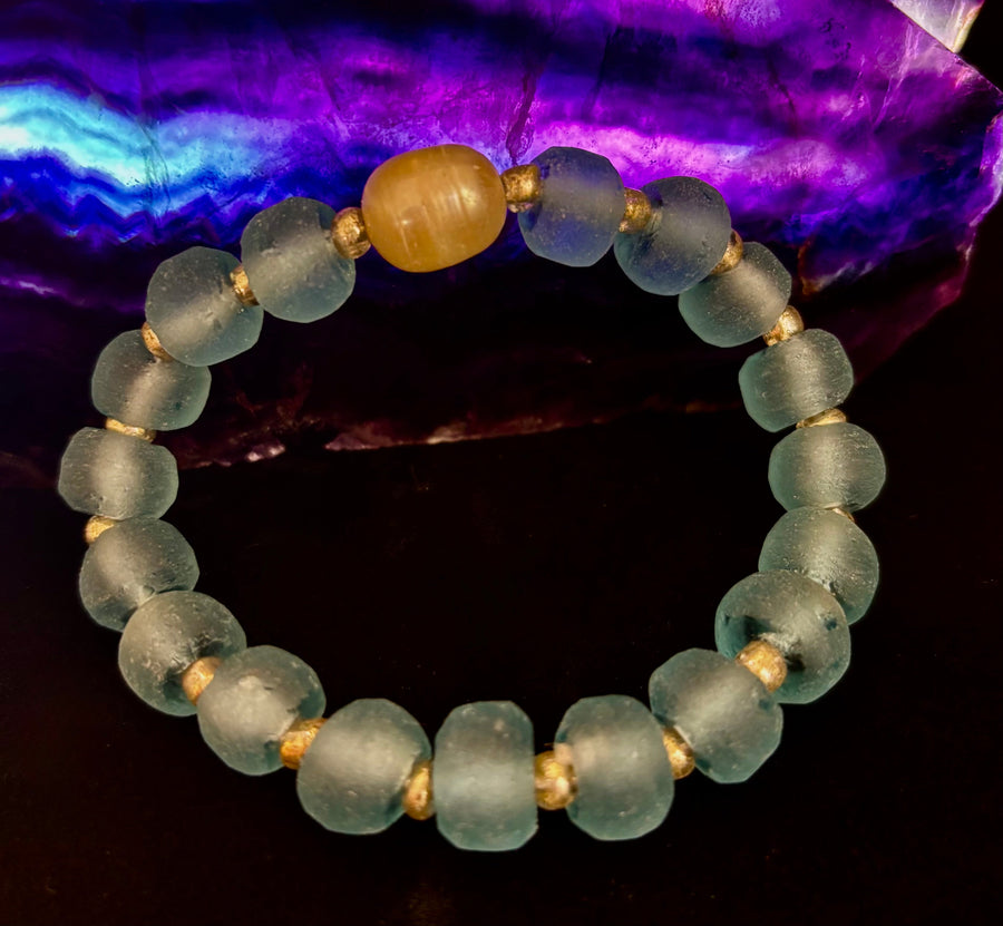 Ocean Aura Sea Glass & Pearl Bracelet