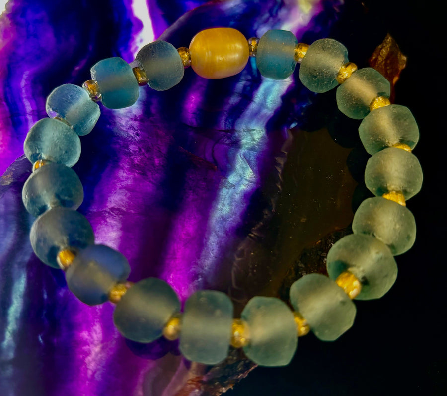 Ocean Aura Sea Glass & Pearl Bracelet