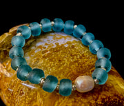 Ocean Aura Sea Glass & Pearl Bracelet