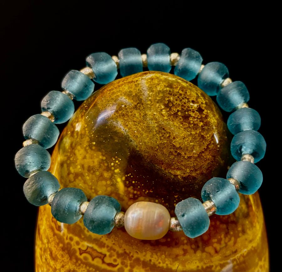 Ocean Aura Sea Glass & Pearl Bracelet