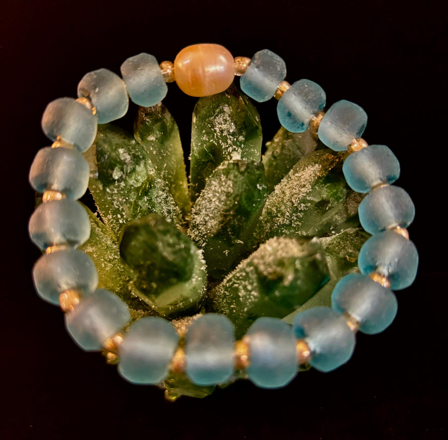 Ocean Aura Sea Glass & Pearl Bracelet