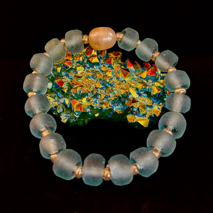 Ocean Aura Sea Glass & Pearl Bracelet