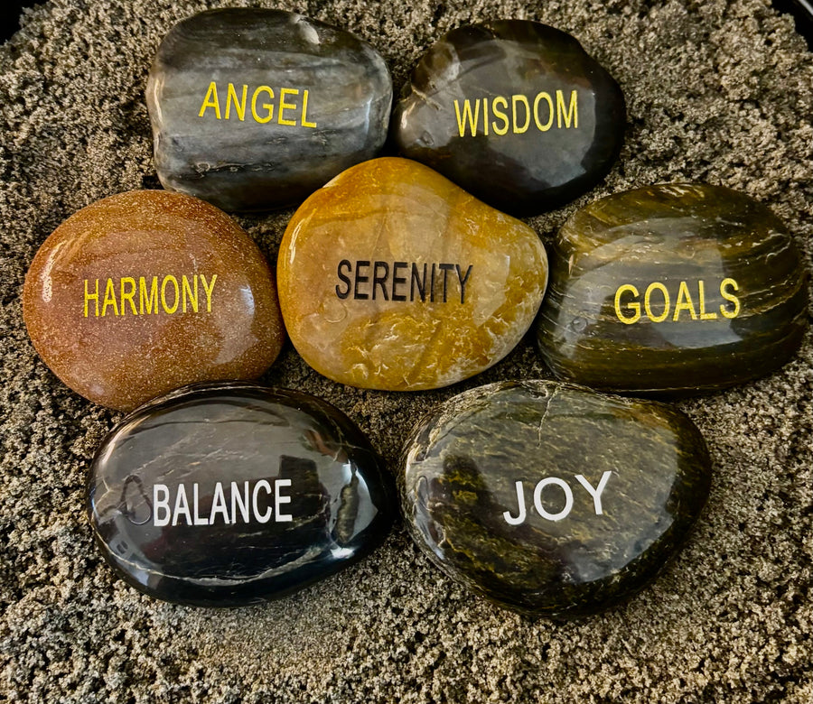 Intention Energy Stones – Engraved River Rock Collection (Larger sized, and gift bagged!)