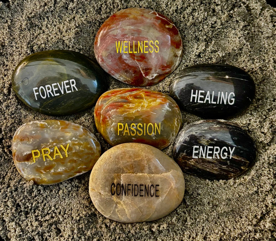 Intention Energy Stones – Engraved River Rock Collection (Larger sized, and gift bagged!)