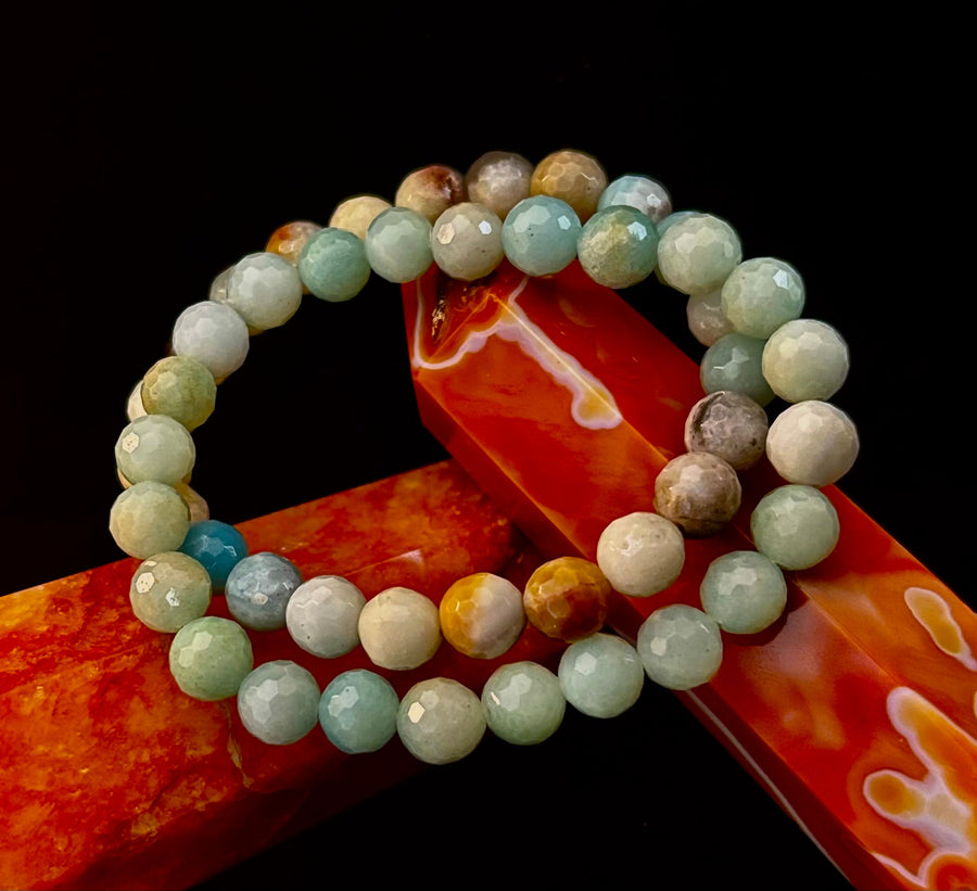 Amazonite Multifaceted Serenity Bracelet – Seafoam & Sand Collection 🌊✨ (Two amazing choices!)