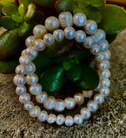 Luminous Grace Freshwater Pearl Bracelet – 6mm & 8mm White Pearl Stretch Bracelet