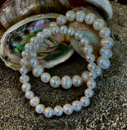 Luminous Grace Freshwater Pearl Bracelet – 6mm & 8mm White Pearl Stretch Bracelet