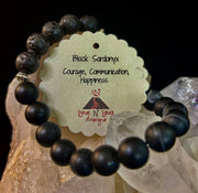 Men’s Grounded Energy Sardonyx Diffuser Bracelet – Matte Black Essential Oil Bracelet (7.5” & 8”)