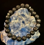 Men’s Grounded Energy Sardonyx Diffuser Bracelet – Matte Black Essential Oil Bracelet (7.5” & 8”)