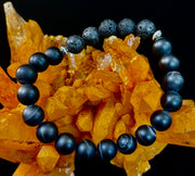 Men’s Grounded Energy Sardonyx Diffuser Bracelet – Matte Black Essential Oil Bracelet (7.5” & 8”)
