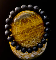 Men’s Grounded Energy Sardonyx Diffuser Bracelet – Matte Black Essential Oil Bracelet (7.5” & 8”)