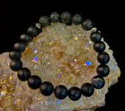 Men’s Grounded Energy Sardonyx Diffuser Bracelet – Matte Black Essential Oil Bracelet (7.5” & 8”)