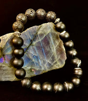 Men’s Grounded Energy Sardonyx Diffuser Bracelet – Matte Black Essential Oil Bracelet (7.5” & 8”)