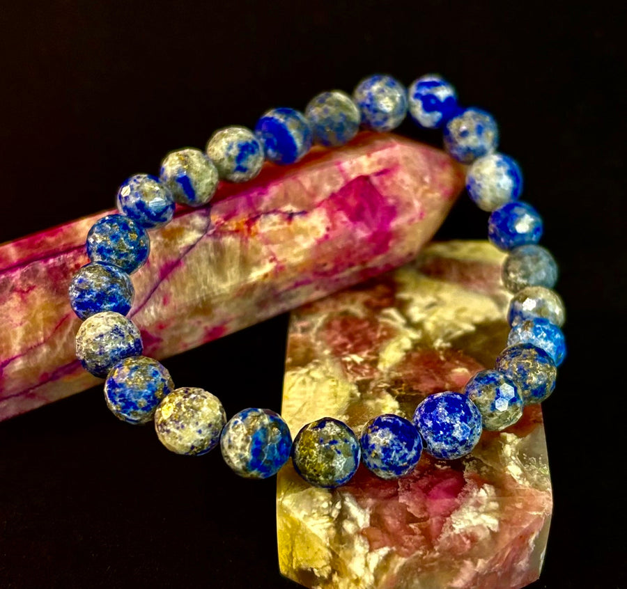 Clarity & Confidence Lapis Lazuli Bracelet – 8mm Polyhedral Gemstone Bracelet