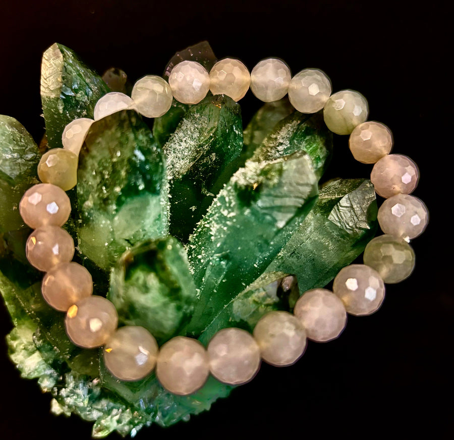 Harmony & Prosperity Xiuyan Jade Bracelet – 8mm Polyhedral Serpentine Gemstone