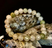 Harmony & Prosperity Xiuyan Jade Bracelet – 8mm Polyhedral Serpentine Gemstone
