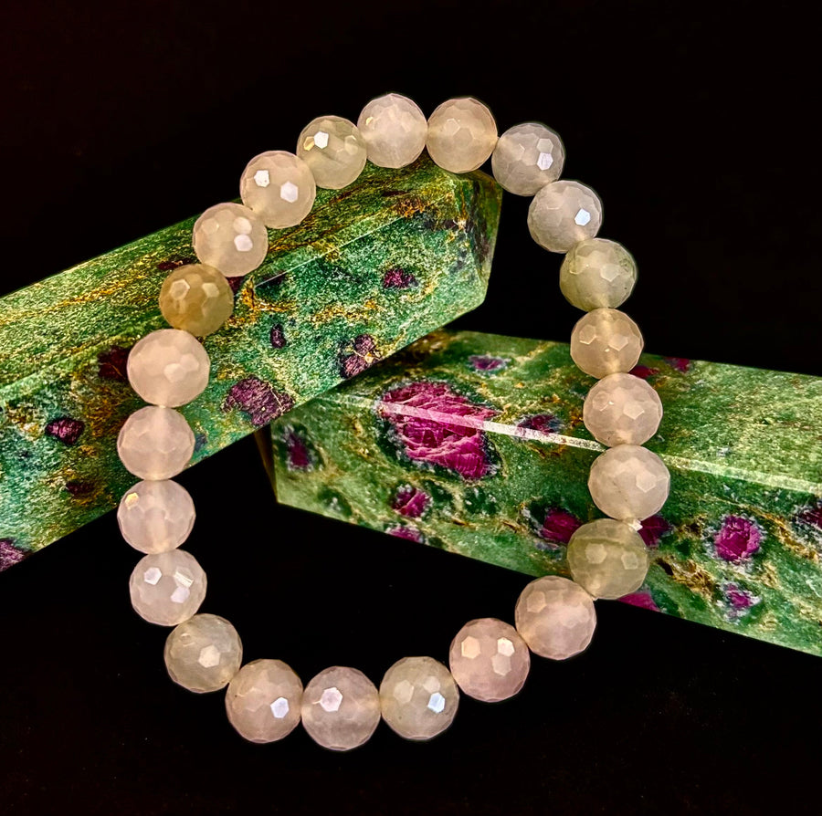 Harmony & Prosperity Xiuyan Jade Bracelet – 8mm Polyhedral Serpentine Gemstone
