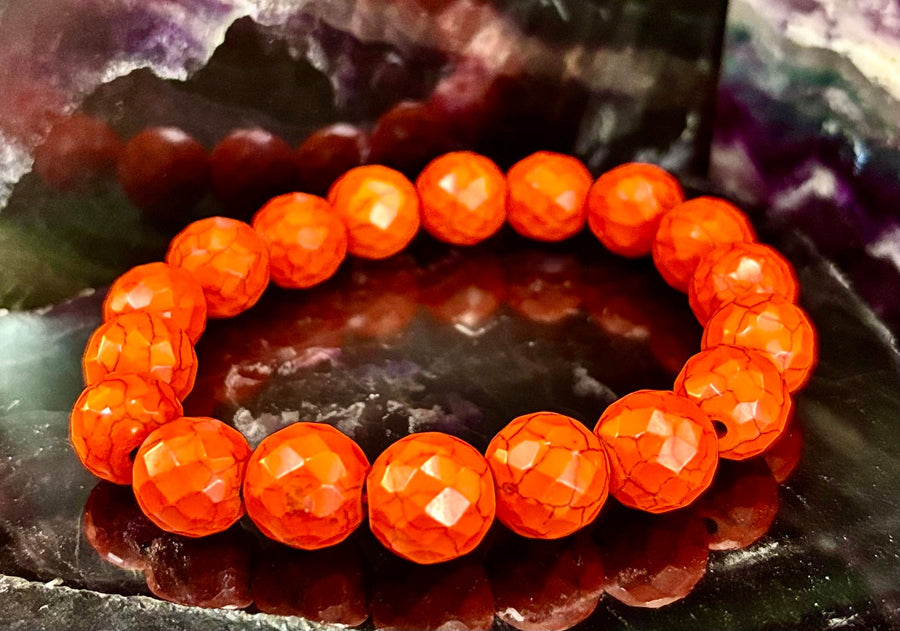 🔥 Wicked Glam Fire Energy Bracelet – Orange Howlite Power Statement 🔥