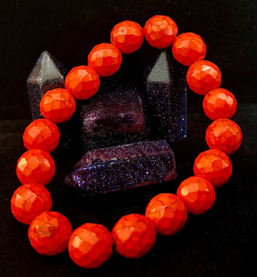 🔥 Wicked Glam Fire Energy Bracelet – Orange Howlite Power Statement 🔥