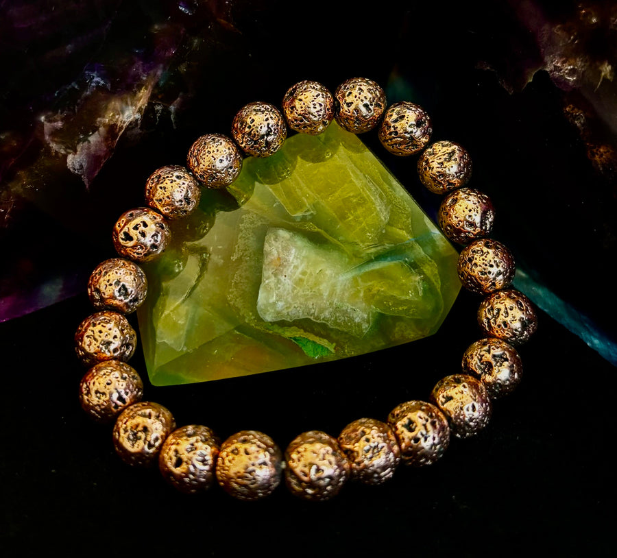 Metallic Lava Rock Essential Oil Diffuser Bracelet in Gold, Silver & Rose Gold (6mm & 8mm)